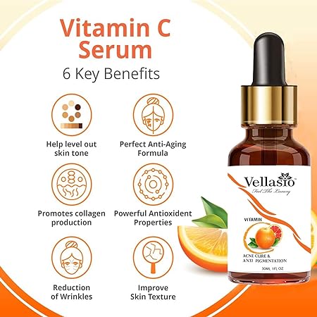 Vellasio Naturals vitamin C face serum for face Glowing Skin